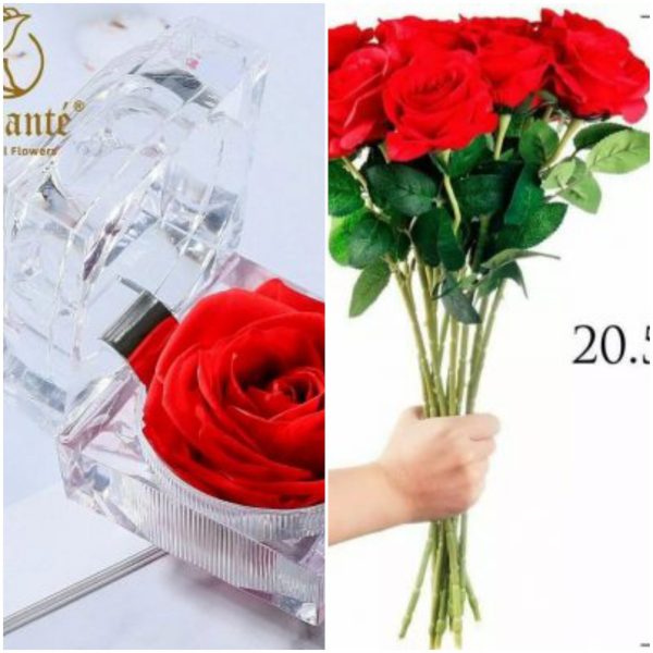 ❤❤⚠️2 gift would be delivered Combination of short rose and long silk rose ,anny  ⚠️combo flower plus love content letter only ,⛔no financial or threatning letter allowed ⛔  from a flower store in the usa[see more 👇👇]