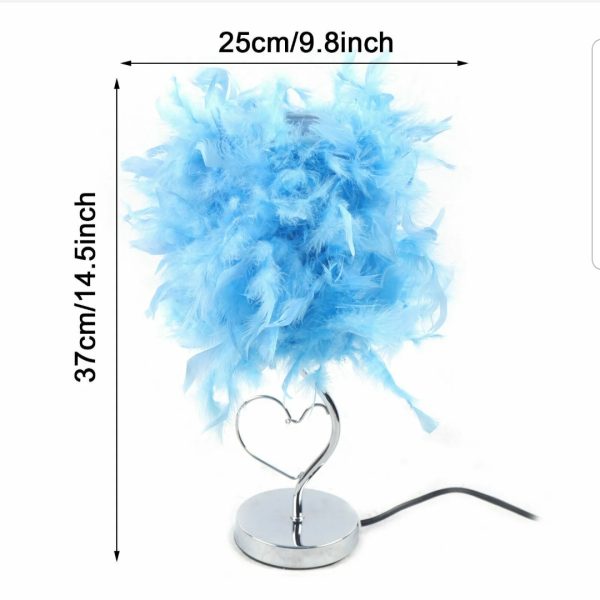 ❤❤❤  E27 Feather Table Lamp Desk Night Light Home Room Bedside Lighting Decor Blue