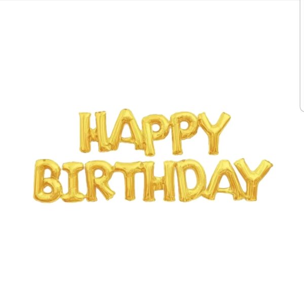 Air-Filled HAPPY BIRTHDAY Backdrop Balloon Banner Gold