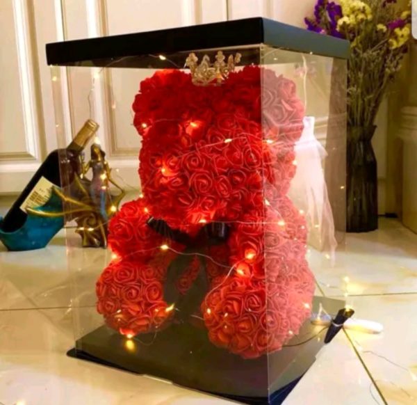 ⚠️❤❤❤ Led light  rose Teddy bear in a transparent 3d box