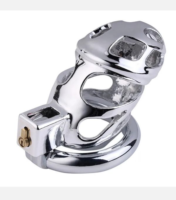 ⚠️⚠️Love Chrome Metal Hinged Ring Male Chastity Cage Device