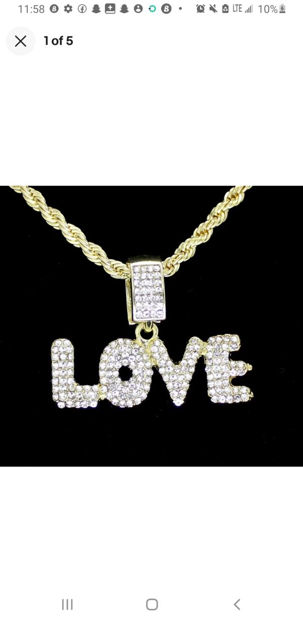 ⚠️Notify Receiver Abroad 🗣🗣🗣[No water Touches. Just For outing ]Women Love CZ Pendant 14k Gold Plated 24" Rope Hip Hop