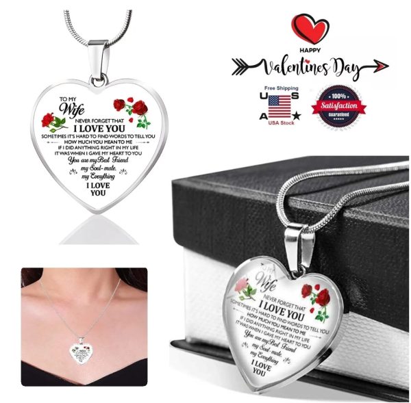 Low on Budget. Dont be depressed 🤩To My Wife I Love You Necklace Rose Heart Pendant Anniversary Valentine's Gifts