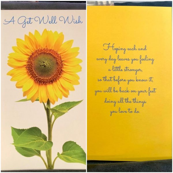 A get well soon Greeting card. From a card store in usa