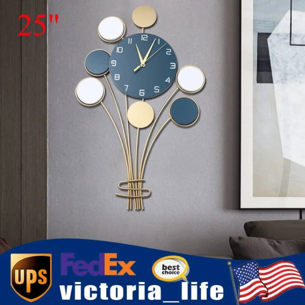 ⚠️⚠️⚠️⚠️Rich loved ones Abroad perfect home or living room  gift. 25" Large Hanging Wall Clock Balloon Metal Wall Watch Living Room Home Decor